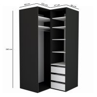 Dulap de Colt LEX Model B 120-117-240 GRI/NEGRU LUCIOS